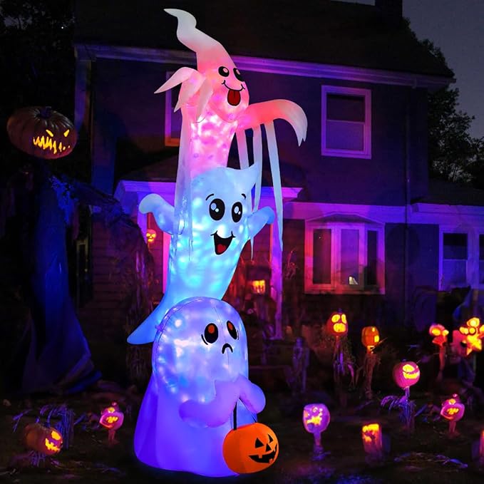 12ft Halloween Inflatable Light Up Ghost Trio