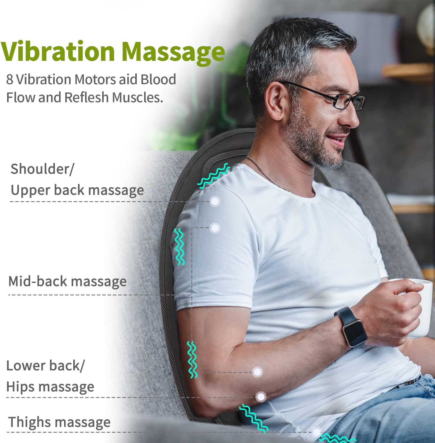 Chair & Car Seat Massage Cushion with Soothing Heat