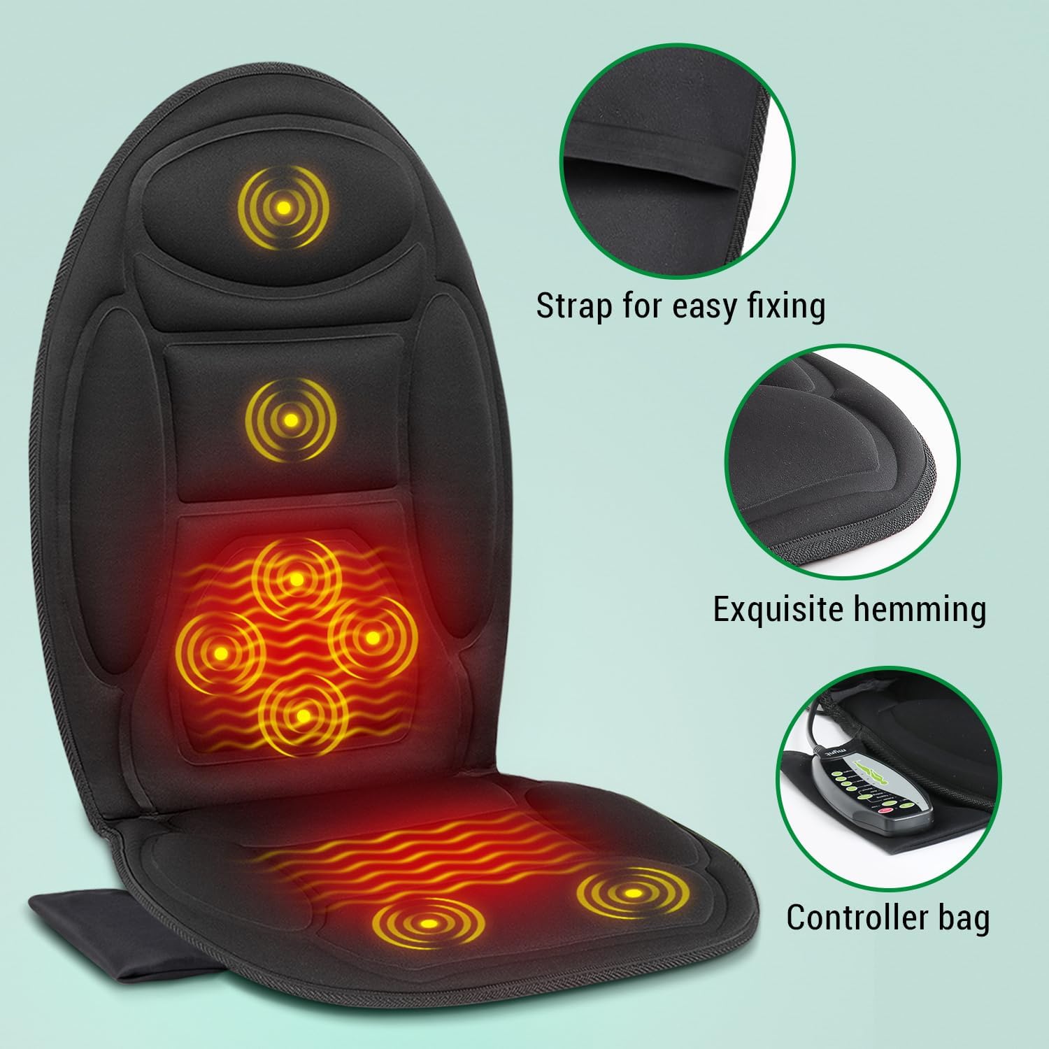 Chair & Car Seat Massage Cushion with Soothing Heat