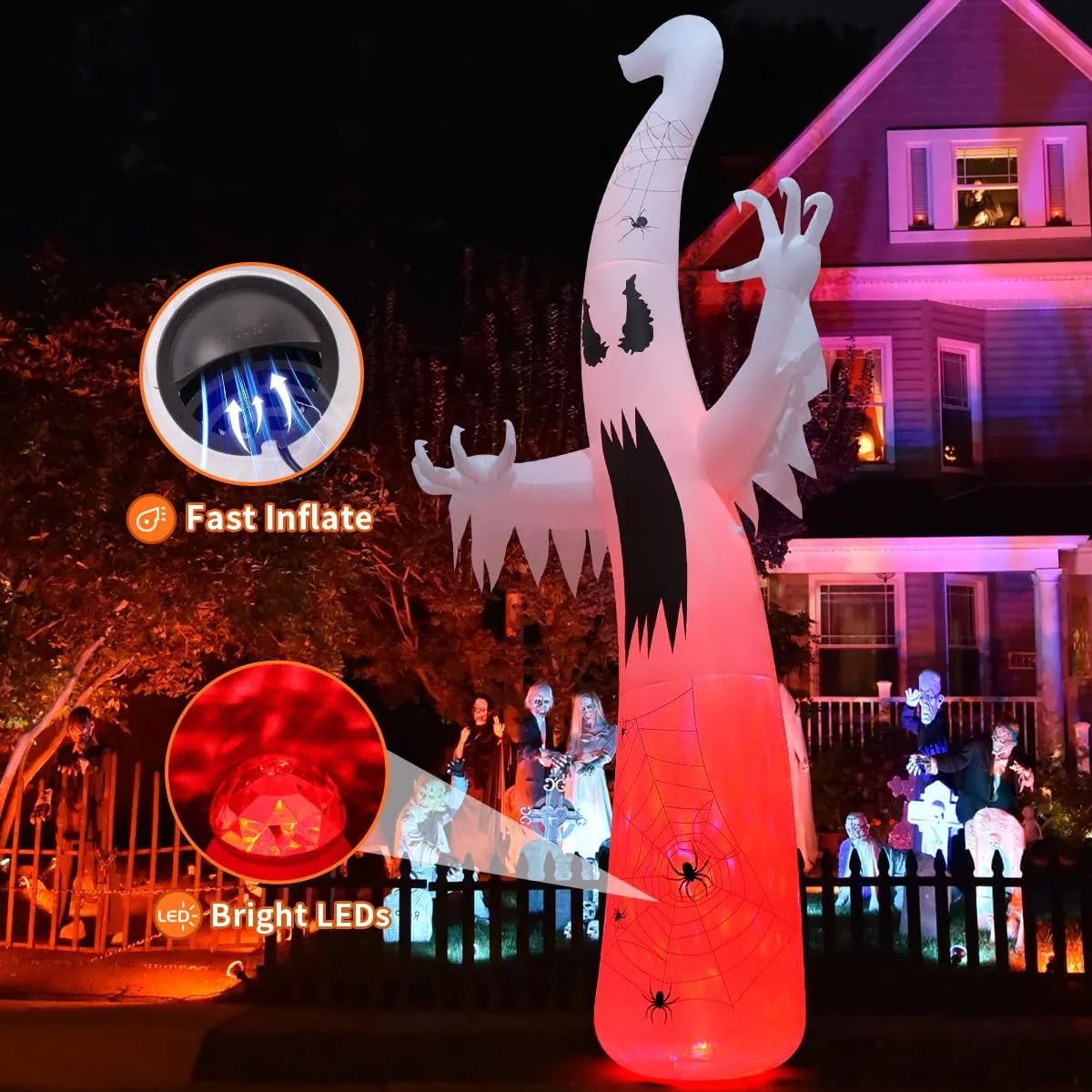 12ft Halloween Inflatable Giant Light Up Ghost