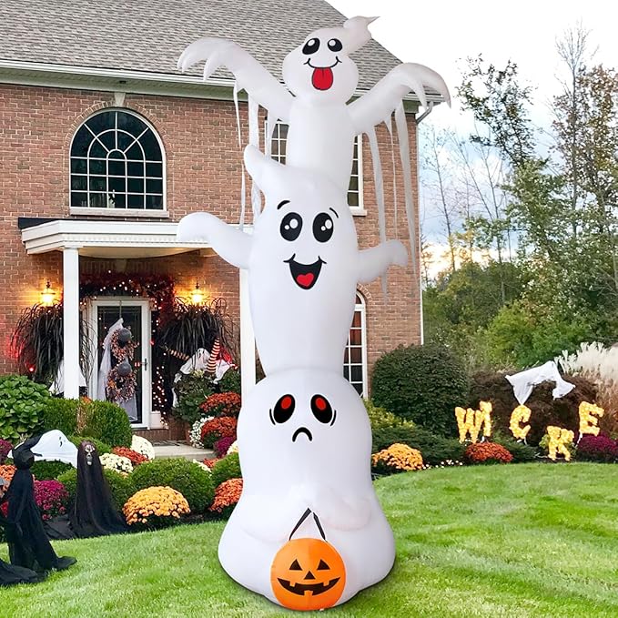 12ft Halloween Inflatable Light Up Ghost Trio