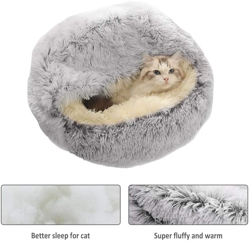 CozyNook Plush Fluffy Dog and Cats Round Bed