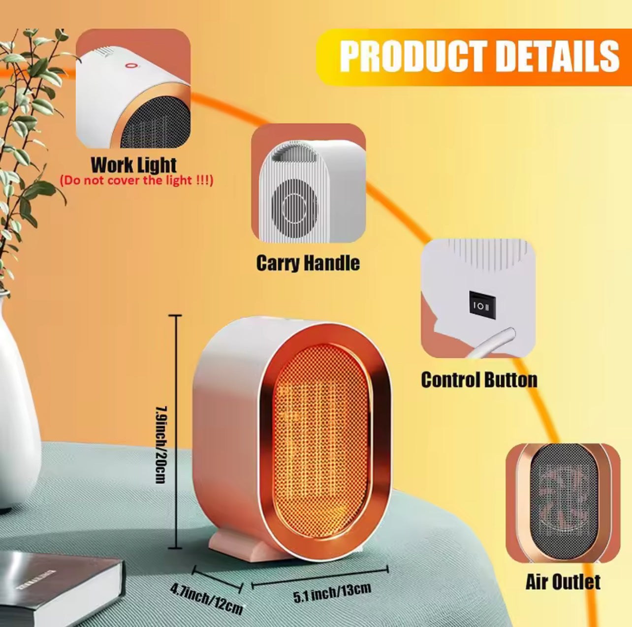 Electric Heater Portable Energy Efficient Warmer