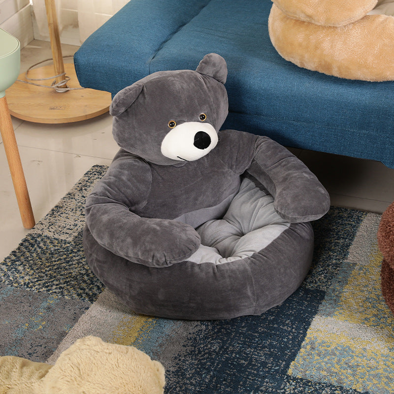 Winter Plush Bear Dog Bed