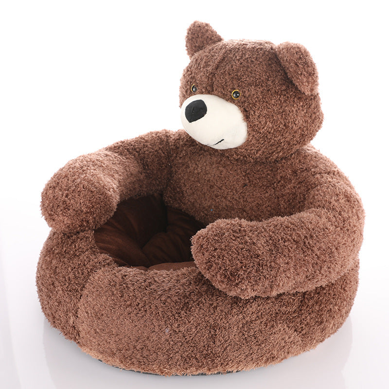 Winter Plush Bear Dog Bed