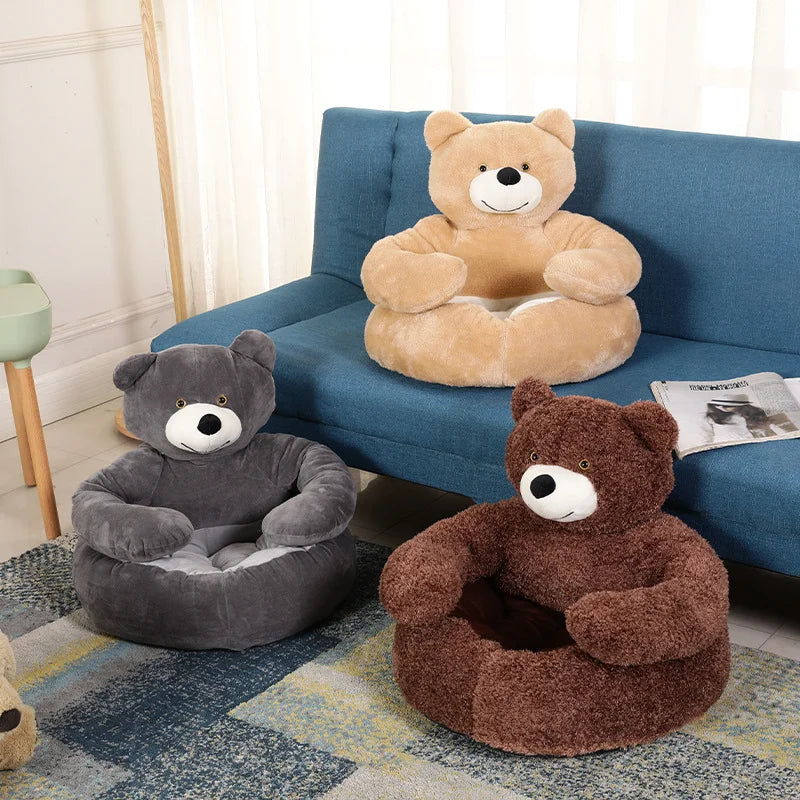 Winter Plush Bear Dog Bed