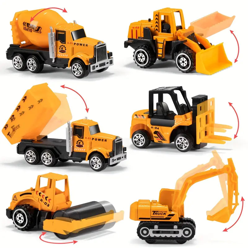 Portable Construction Vehicle Set for Kids with Storage Case
