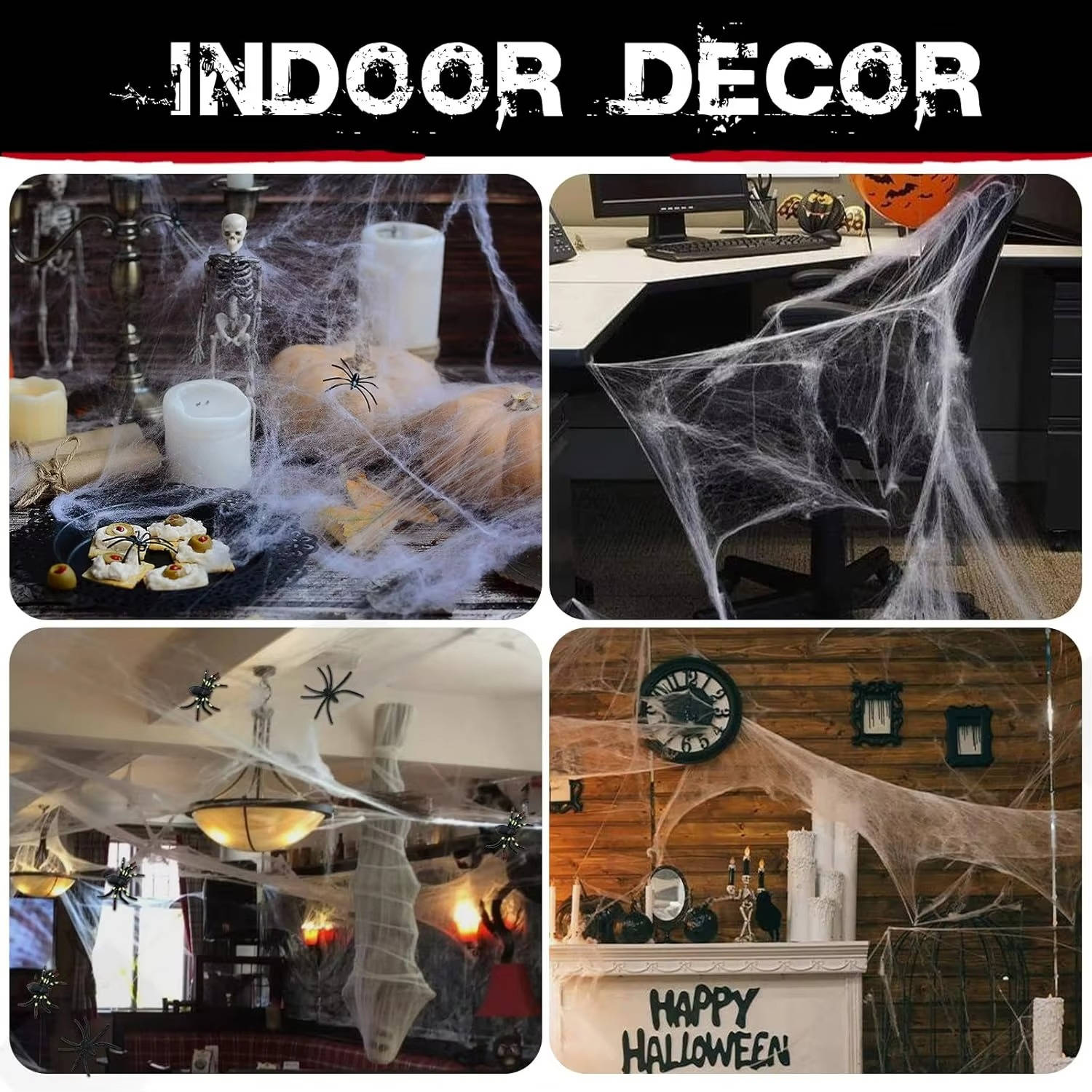 200 Sqft Spider Webs Halloween Door Decorations With Fake Spiders