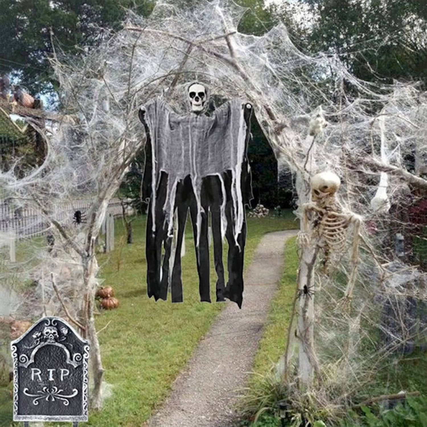 200 Sqft Spider Webs Halloween Door Decorations With Fake Spiders
