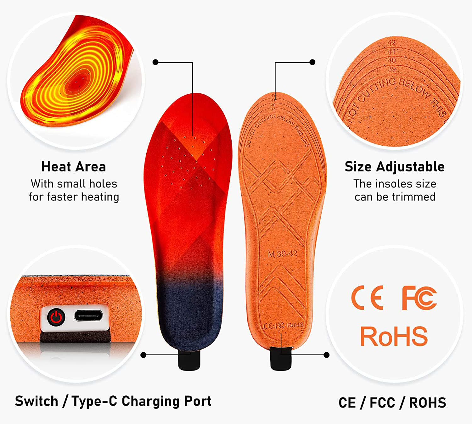 Heated Insoles with Rechargeable Wireless Warmth