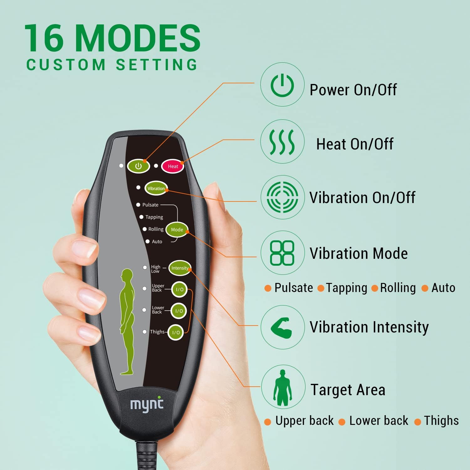 Chair & Car Seat Massage Cushion with Soothing Heat