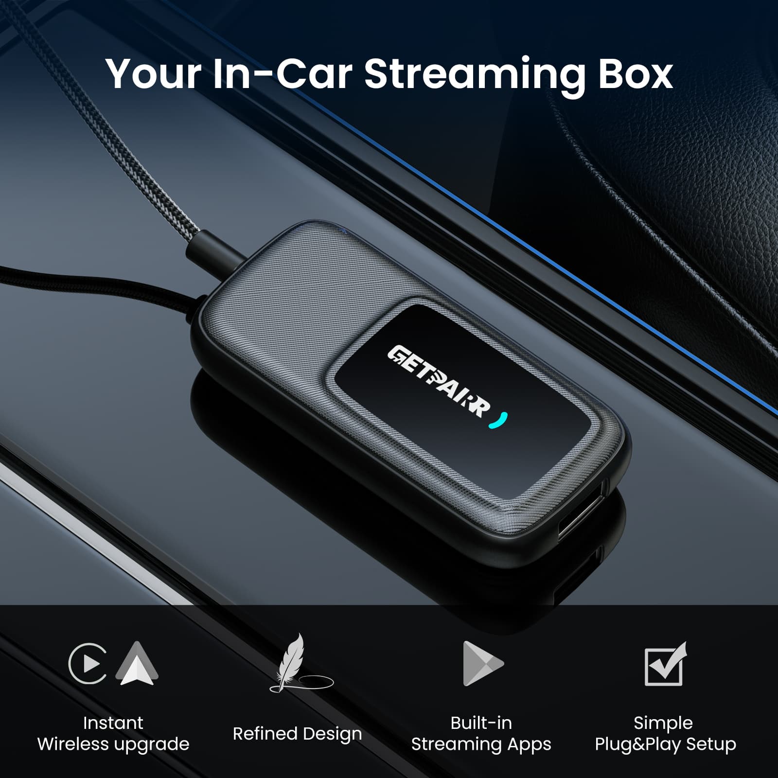 GetPairr Go · All-in-1 Wireless CarPlay & Android Auto Adapter with App Hub