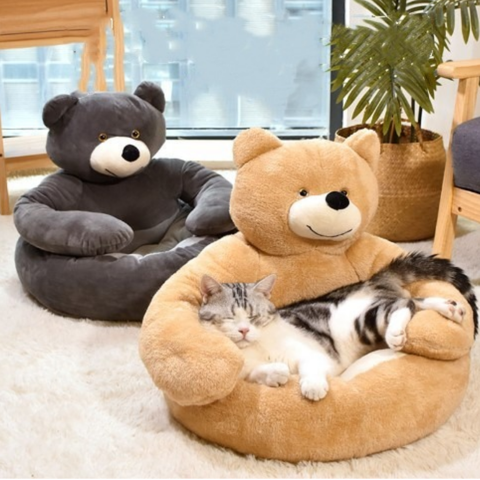 Winter Plush Bear Dog Bed