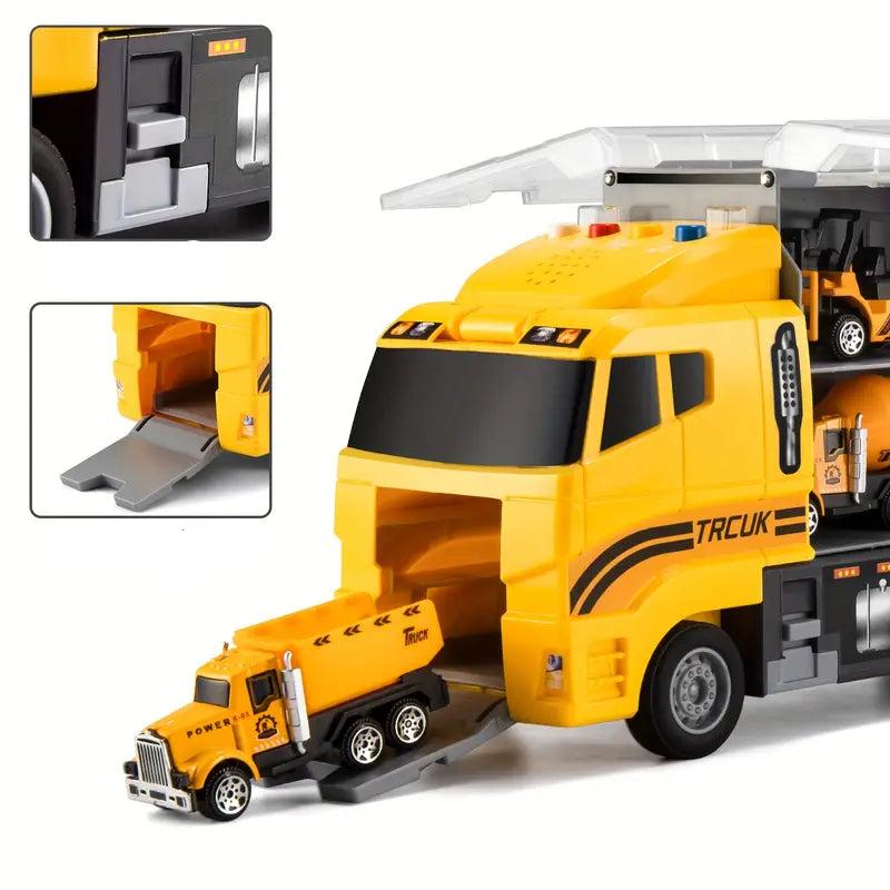 Portable Construction Vehicle Set for Kids with Storage Case