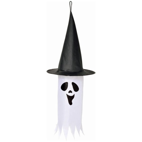 5ft Light-up Hanging Ghost with Witches Hat